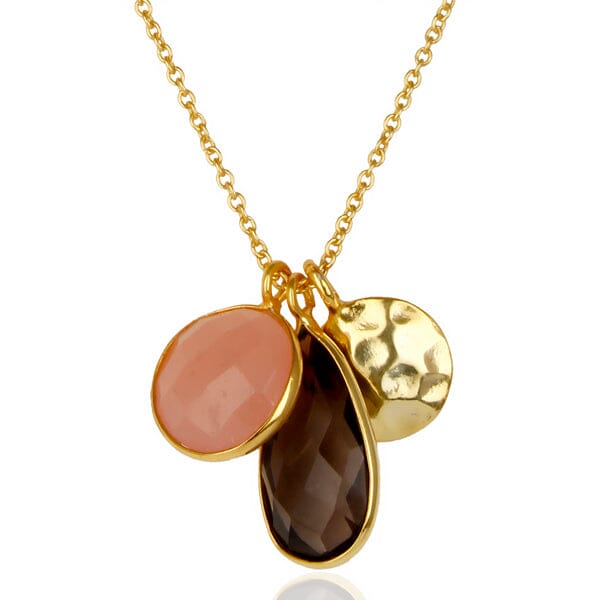 18ct Gold Plated Rose Chalcedony and Smoky Briolette necklace Necklace Barnbury