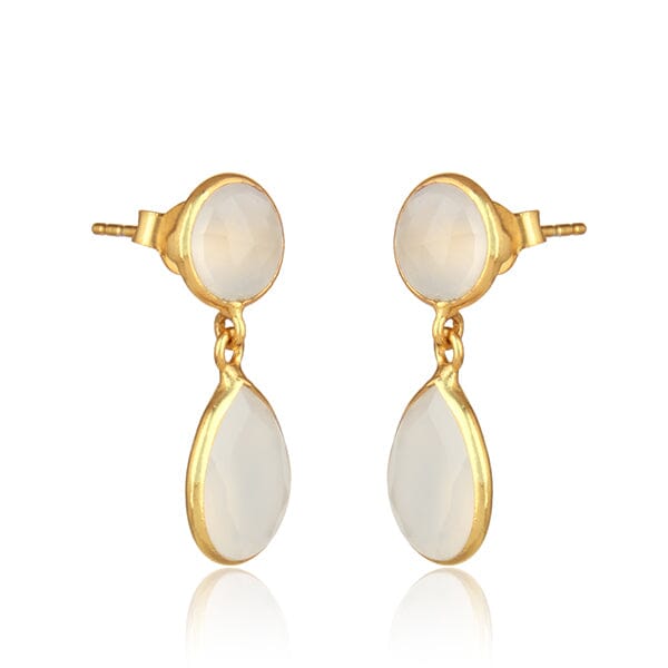 18ct Gold Plated White Chalcedony Earrings Earrings Barnbury