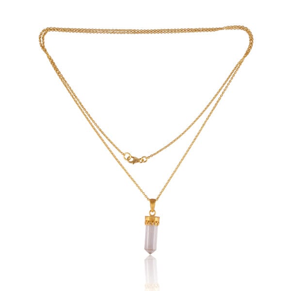 18ct Gold Vermeil Crystal Quartz Cut Pencil necklace - BARNBURY