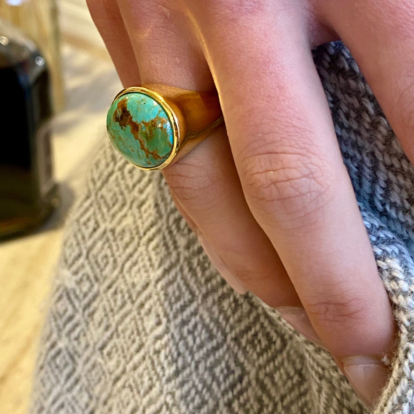 18ct Gold Vermeil Kingman Turquoise Ring Ring Barnbury
