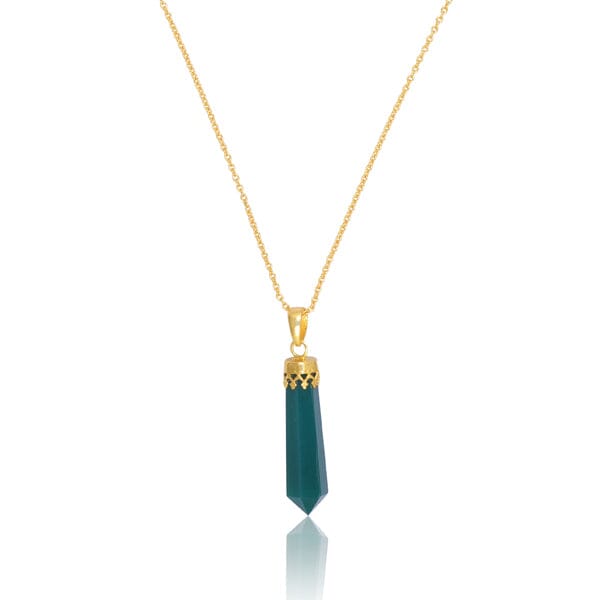 18ct Gold Vermeil Green Onyx Cut Pencil necklace - Barnbury