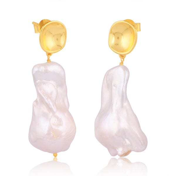 18ct Gold Plated Sterling Silver Freshwater Pearl Earrings - Barnbury