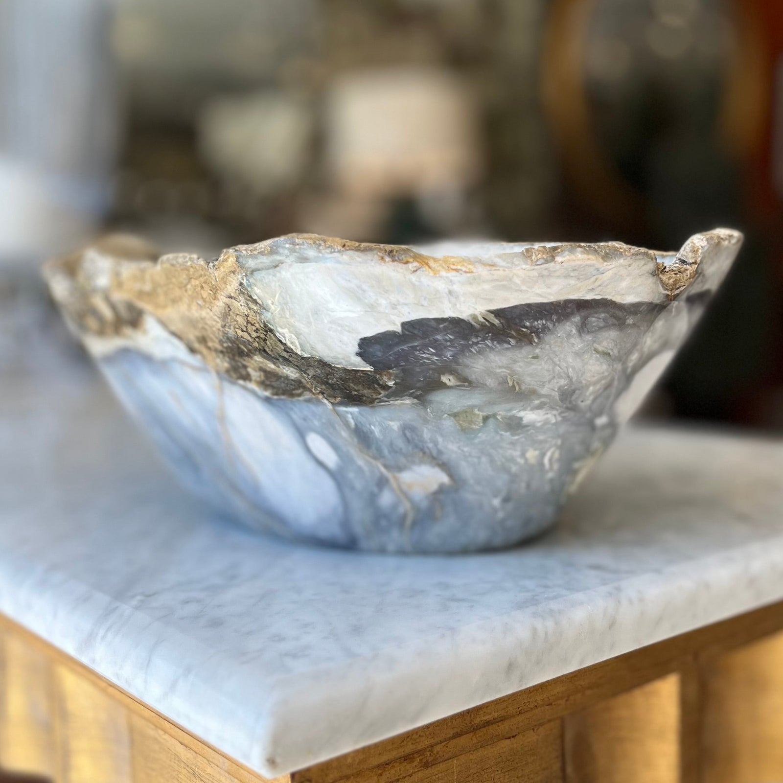 Polished Blue Jasper Uneven Bowl