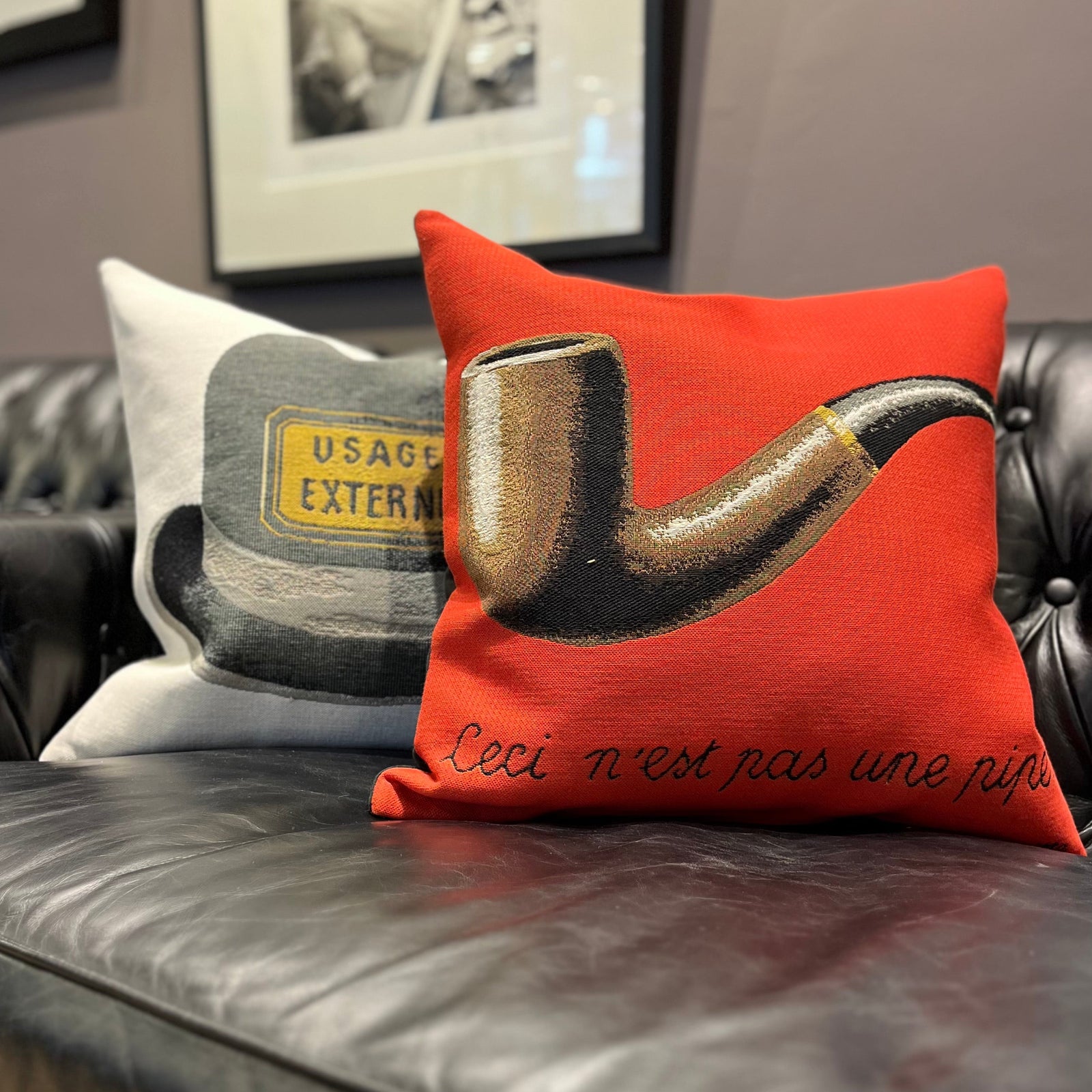 Magritte La Trahison des Images Red 45cm Cushion