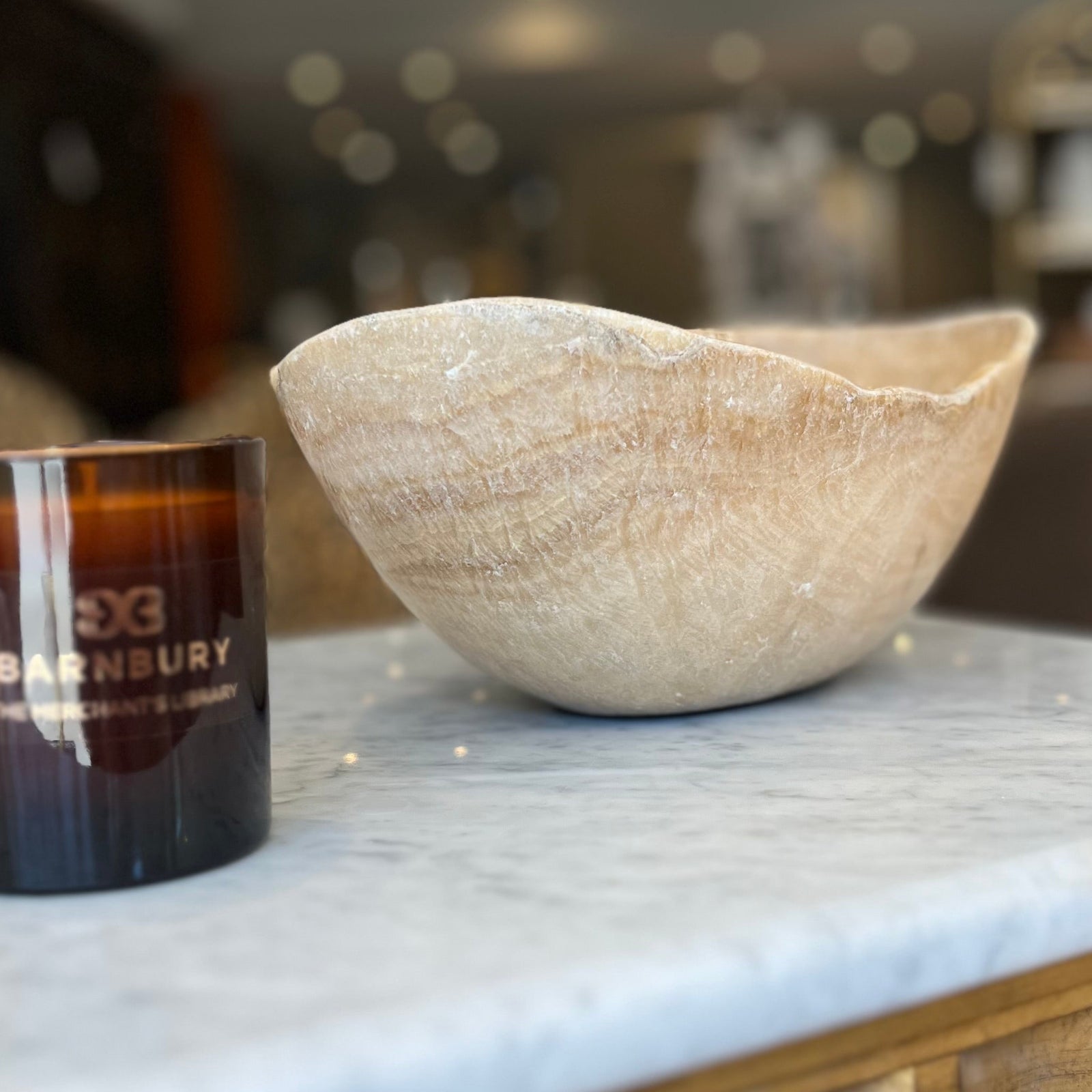 Polished Onyx Bowl with Natural Striations