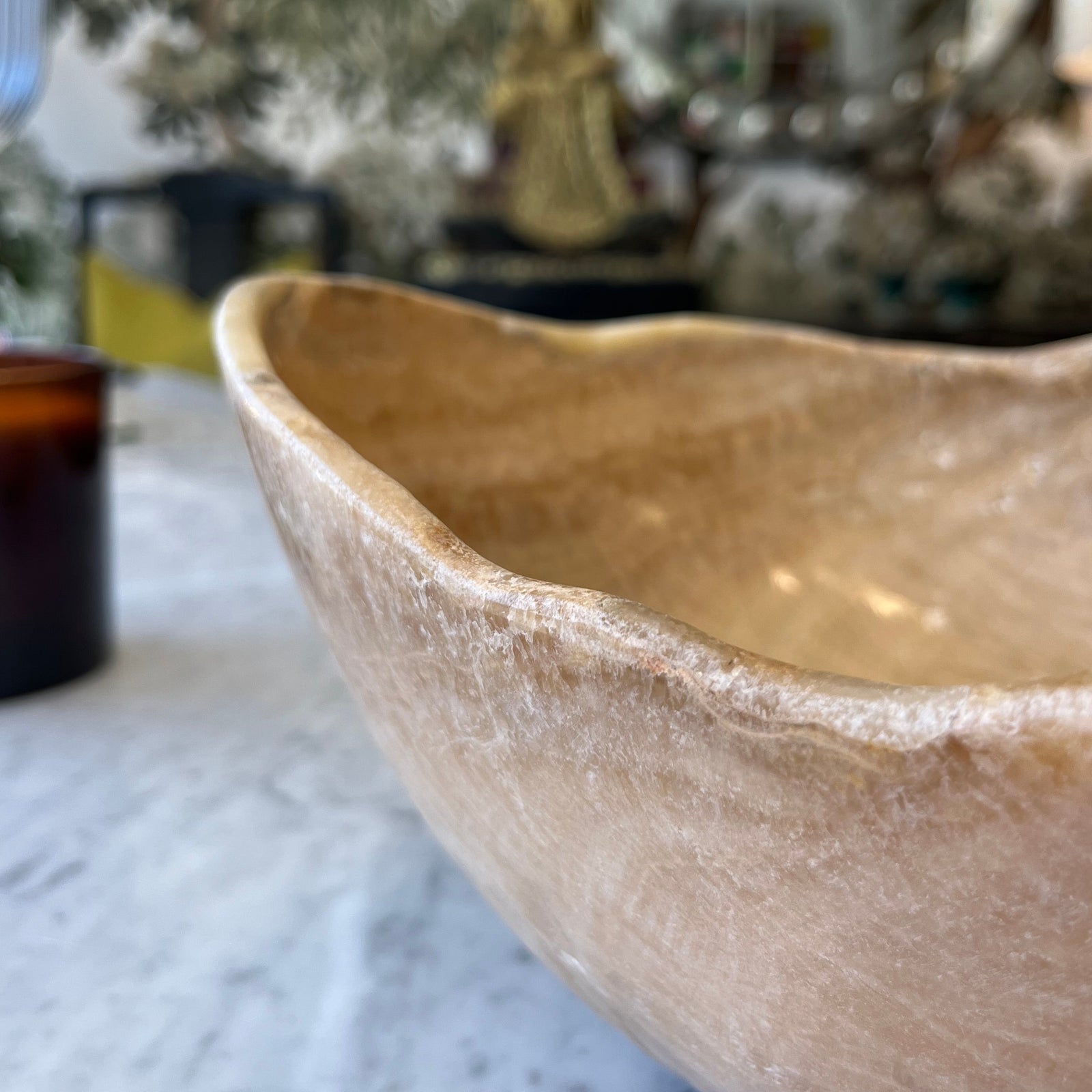 Polished Onyx Bowl with Natural Striations
