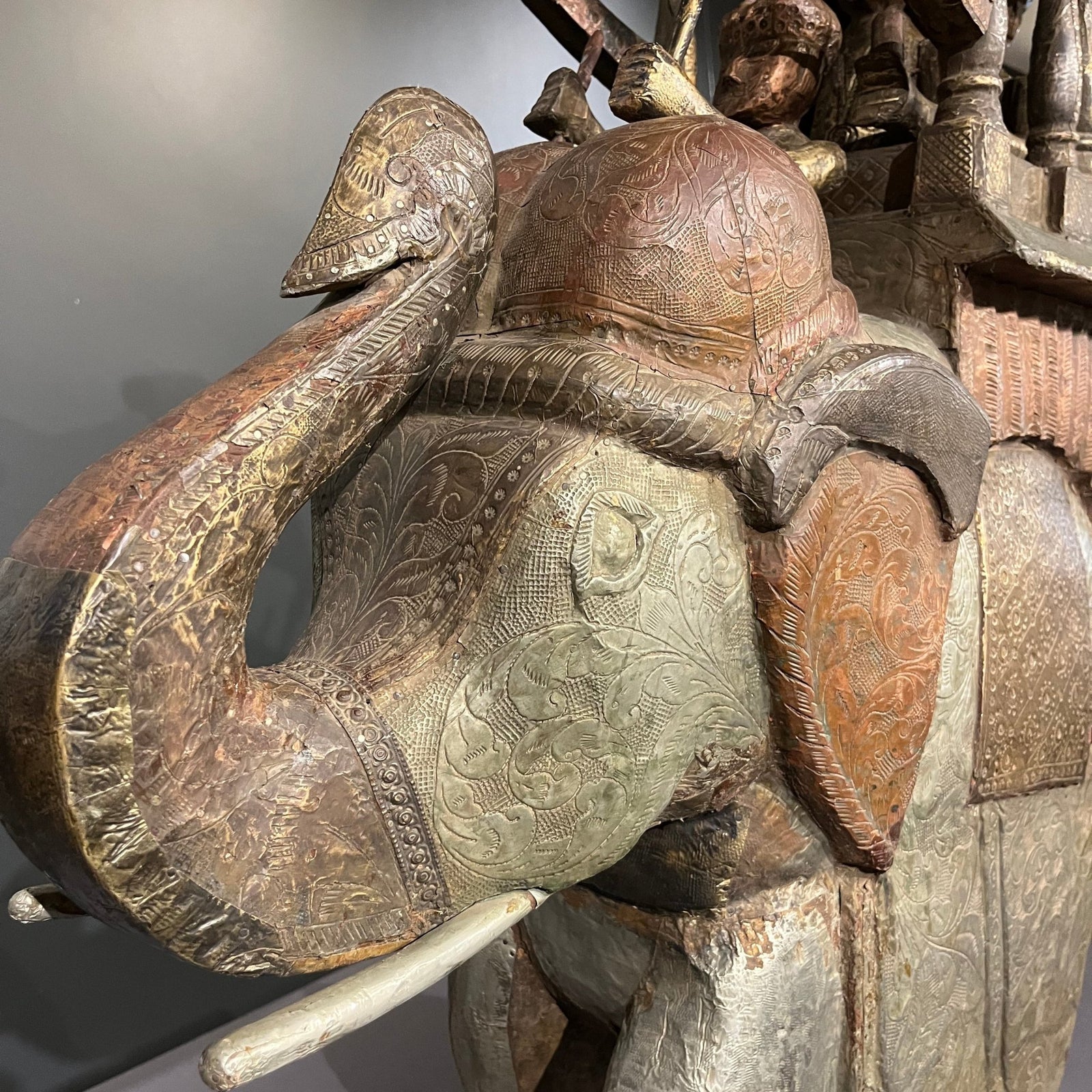 A Pair of Large Artisan-Made Carved Indian Elephants - BARNBURY