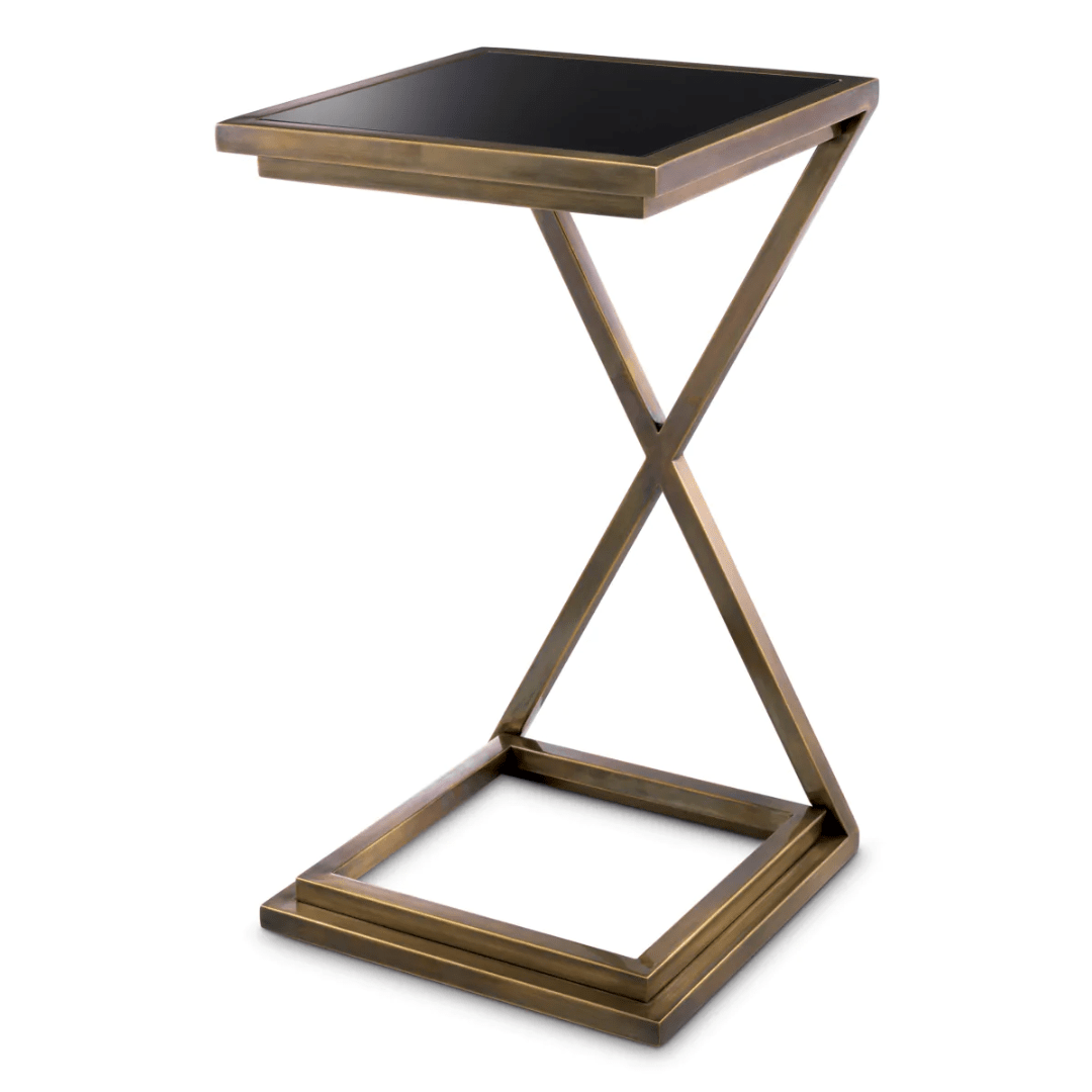 Aged Brass Cross Side Table Tables Barnbury