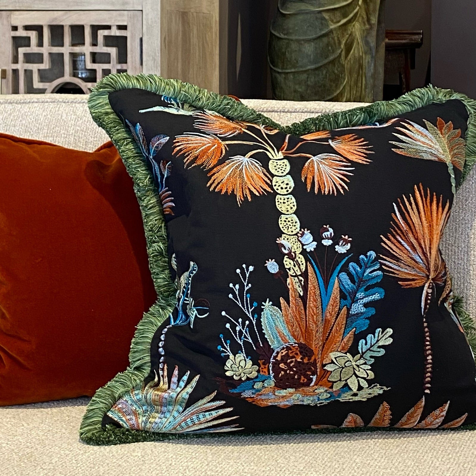 Antigua Embroidered Cushion Cushion Barnbury