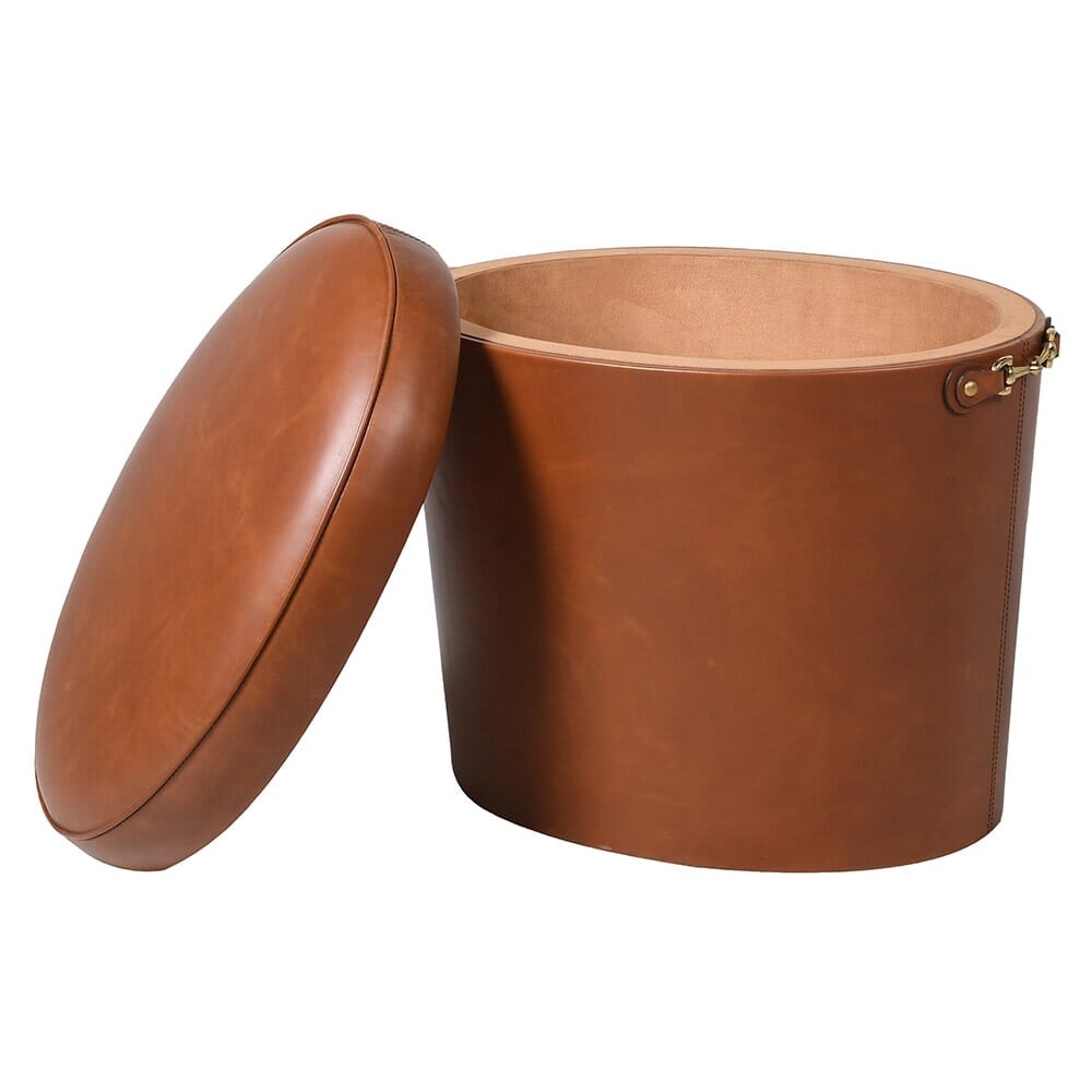 Burghley Leather Storage Stool - BARNBURY