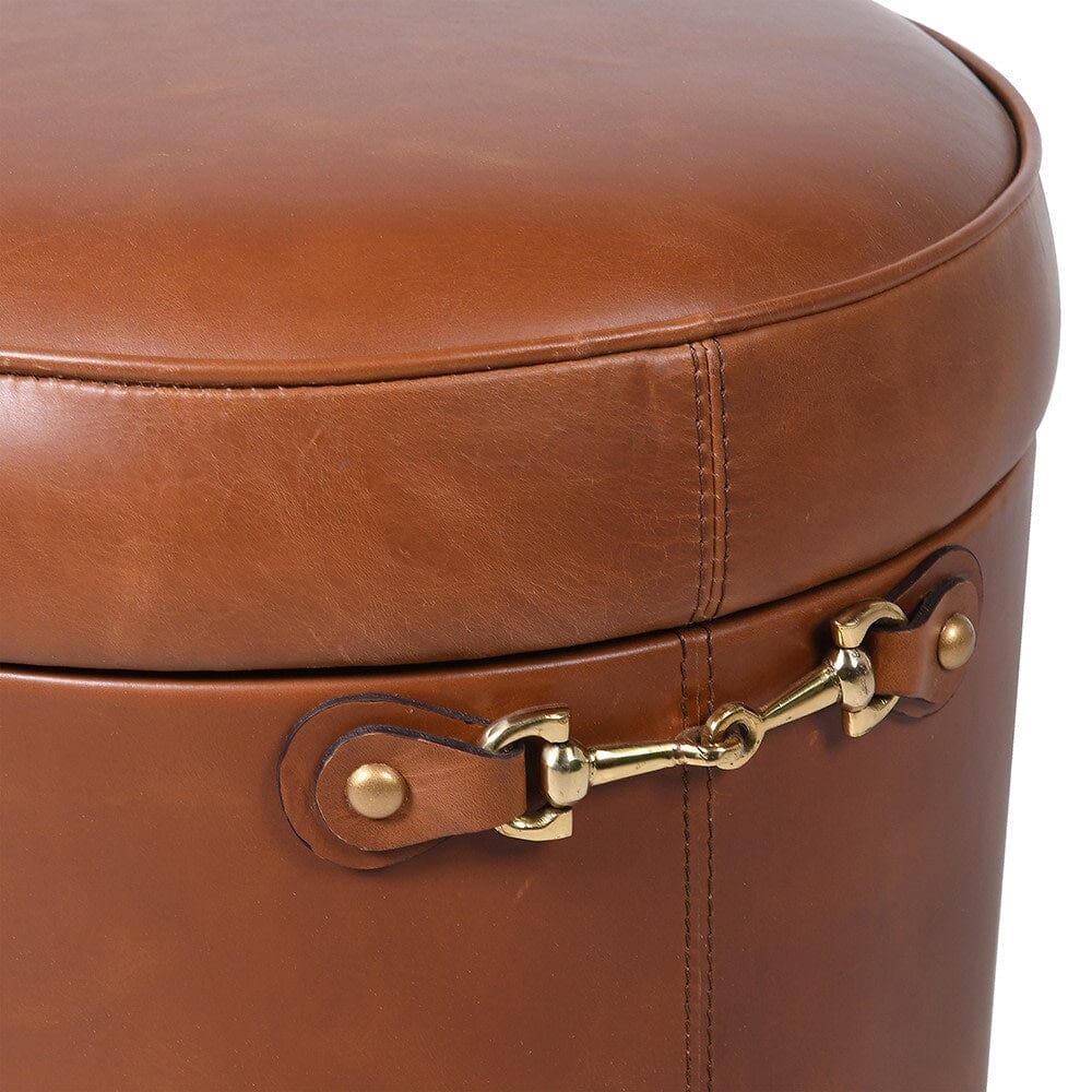 Burghley Leather Storage Stool - BARNBURY