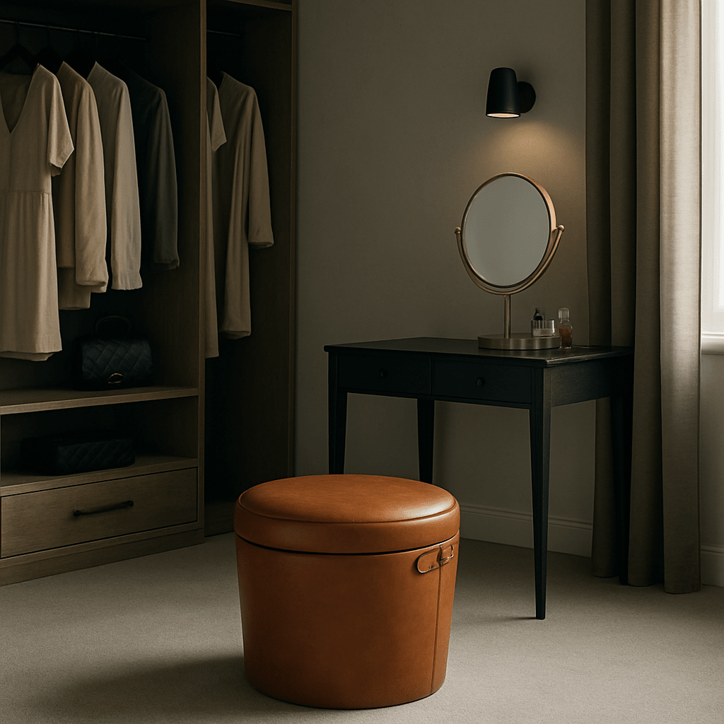 Burghley Leather Storage Stool Footstool Barnbury