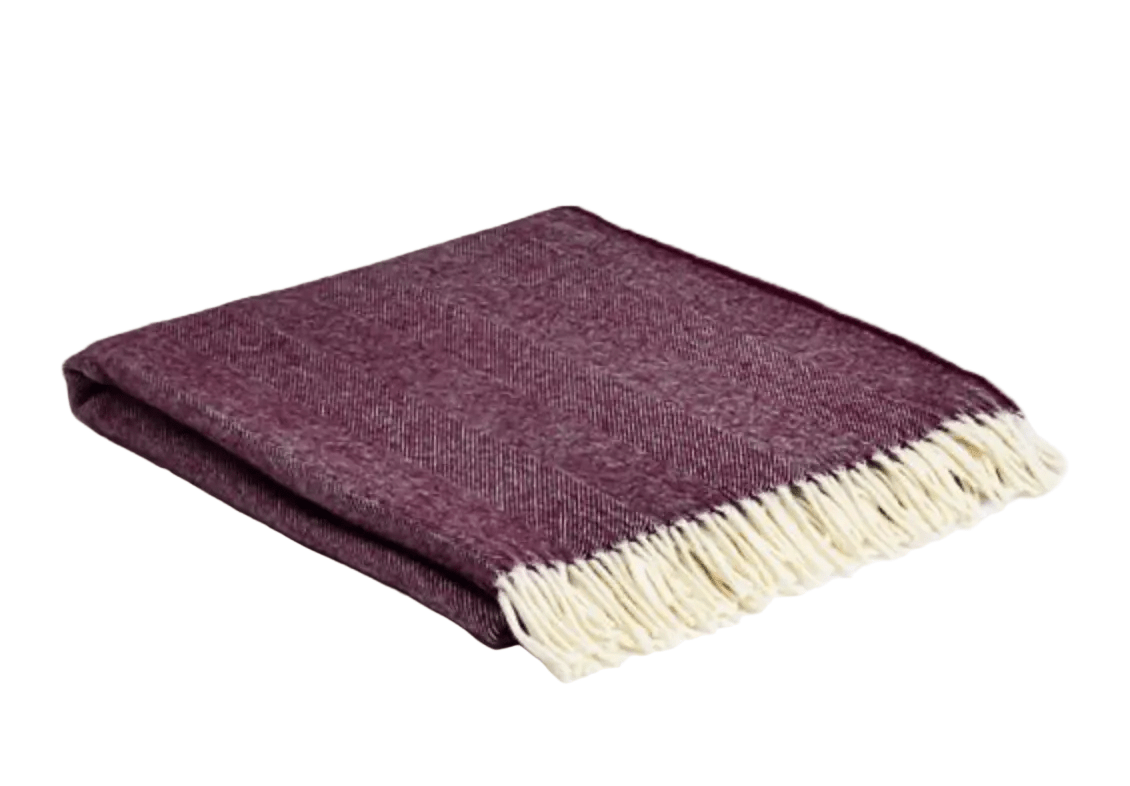 Burgundy Supersoft Merino Herringbone Throw - BARNBURY