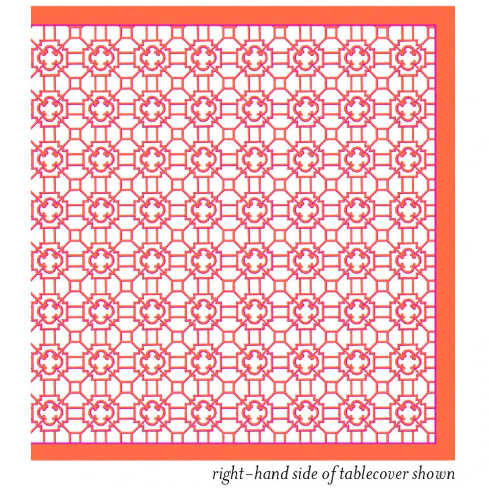 Caspari Fuchsia Trellis Fabric Table Cover Table Cloth Caspari