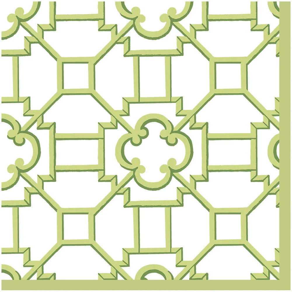 Caspari Green Trellis Cloth Dinner Napkins - Set of 4 Napkins Caspari