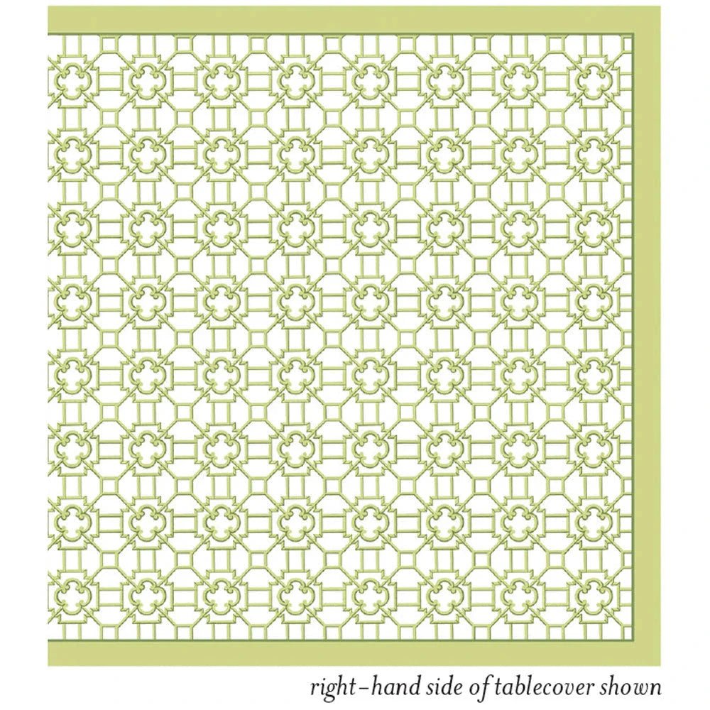 Caspari Green Trellis Fabric Table Cover - BARNBURY