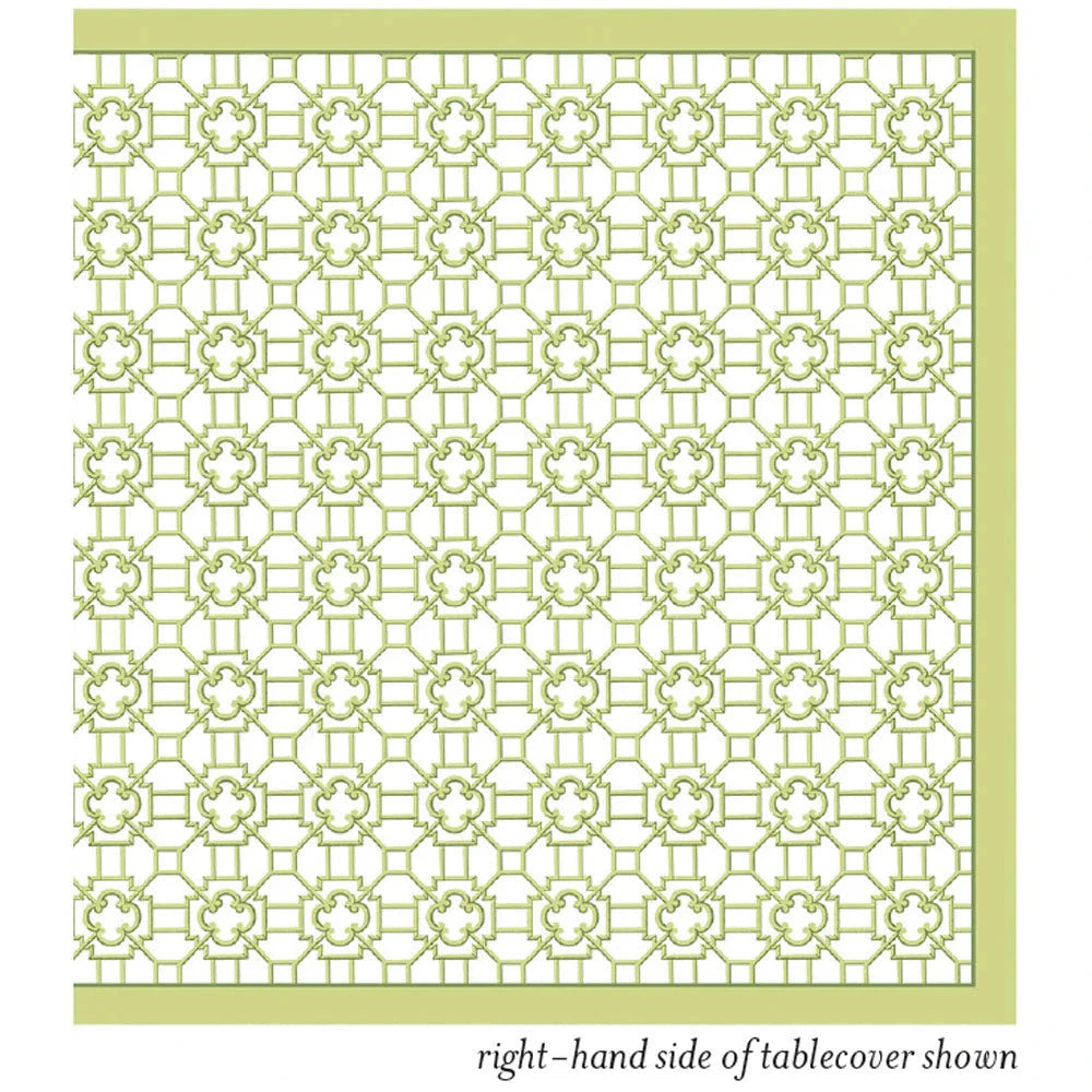 Caspari Green Trellis Fabric Table Cover Table Cloth Caspari