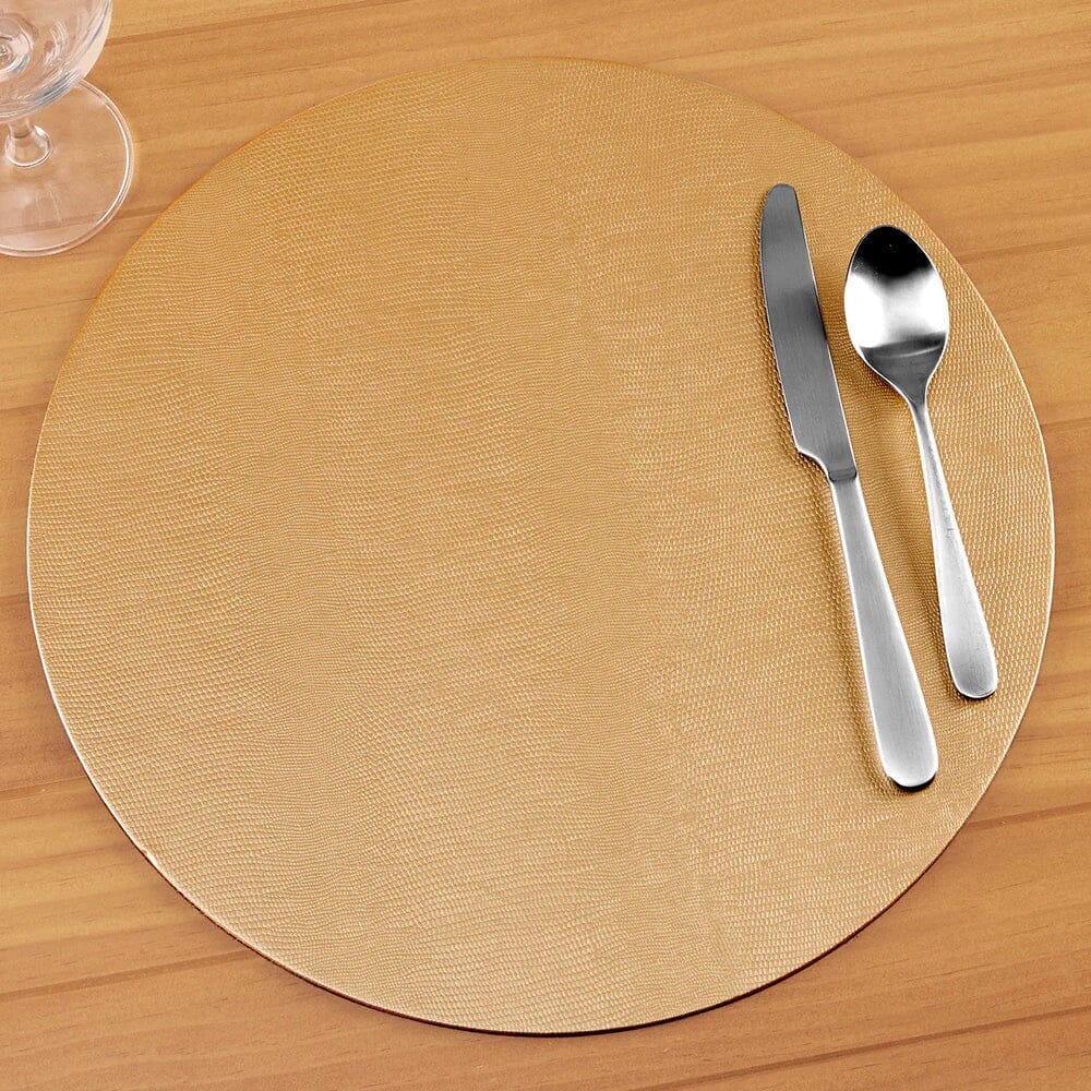 Caspari Round Faux Lizard Placemat - Platinum - BARNBURY