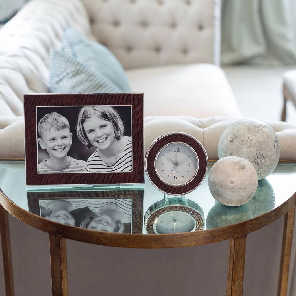 Coffee Faux Snake and Silver Frame - BARNBURY