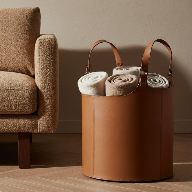 Farmcote Leather Basket - BARNBURY