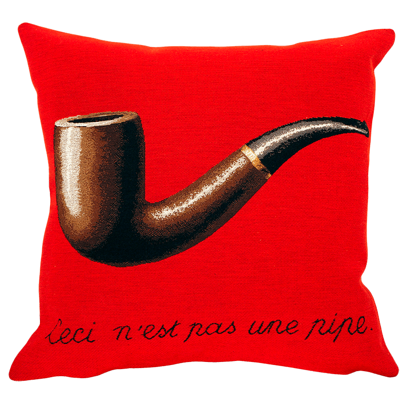 Magritte La Trahison des Images Red 45cm Cushion - BARNBURY