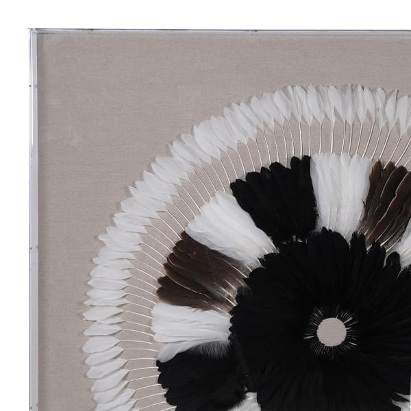 Monochrome Feather Decorative Artwork - BARNBURY