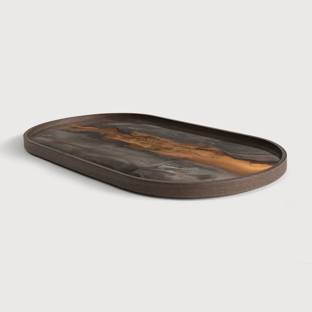 Oblong Organic Bronze Glass Tray - BARNBURY