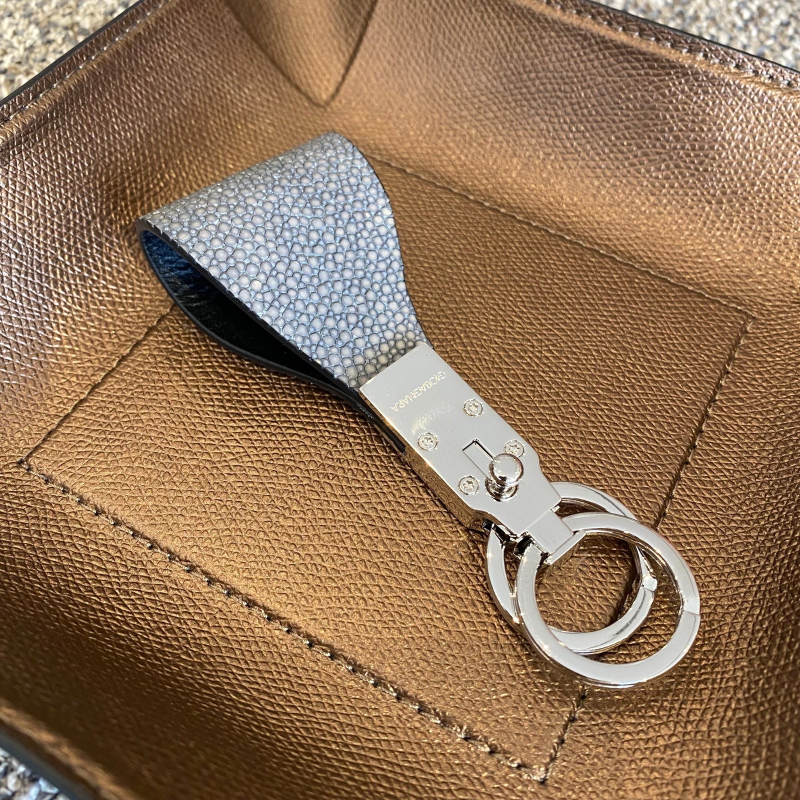 Ocean Shagreen Valet Keyring Keyring Barnbury