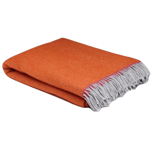 Orange Balmoral Herringbone Wool Throw - BARNBURY
