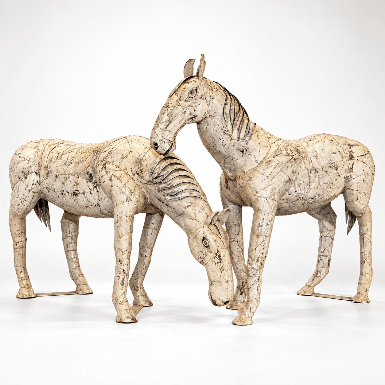 Pair of Handcrafted Iron Horses — Standing & Grazing - BARNBURY