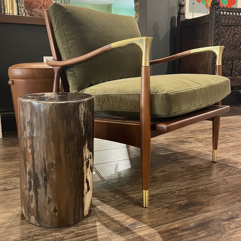 Petrified Wood Side Table - Dark Wood - BARNBURY