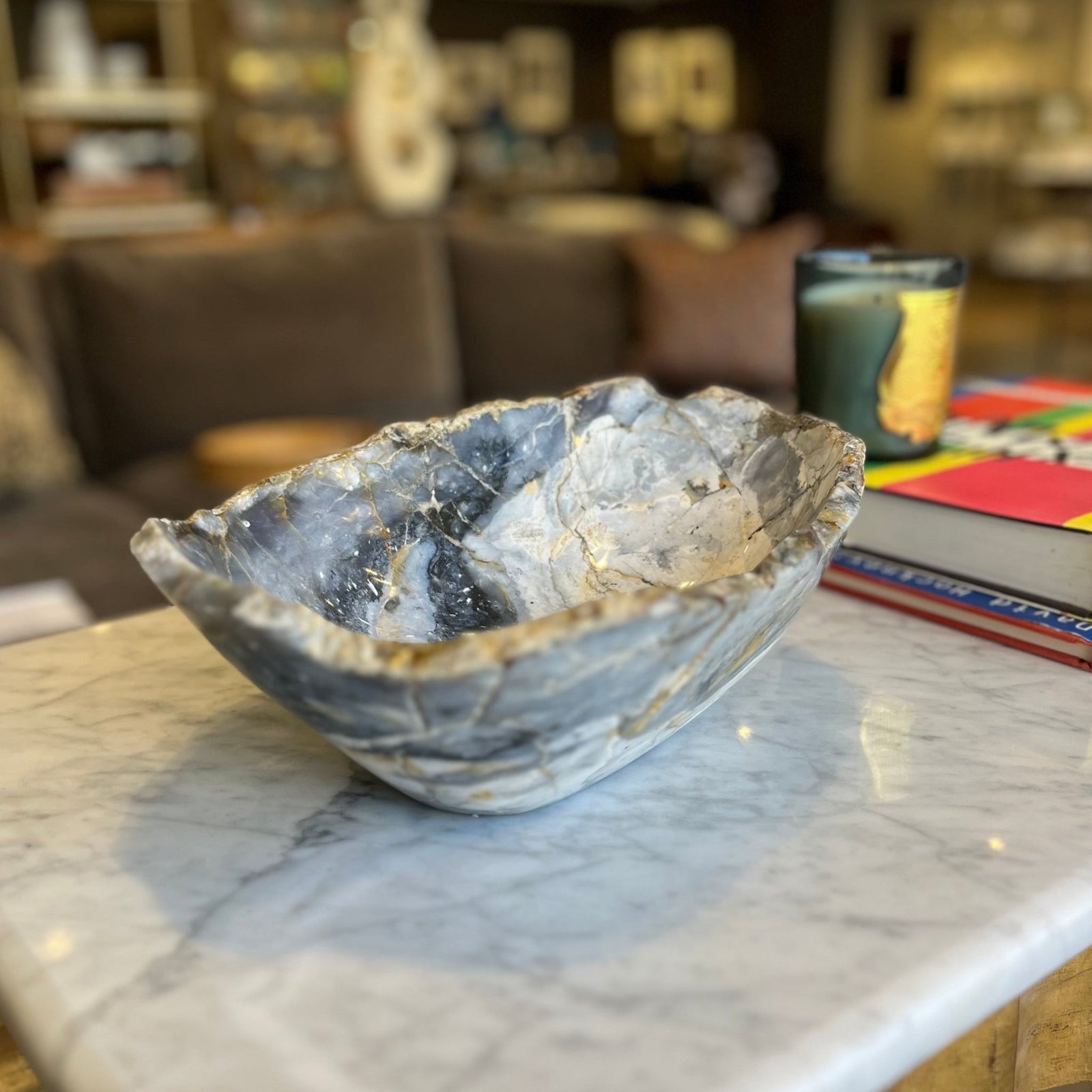 Polished Blue Jasper Oval Bowl - BARNBURY
