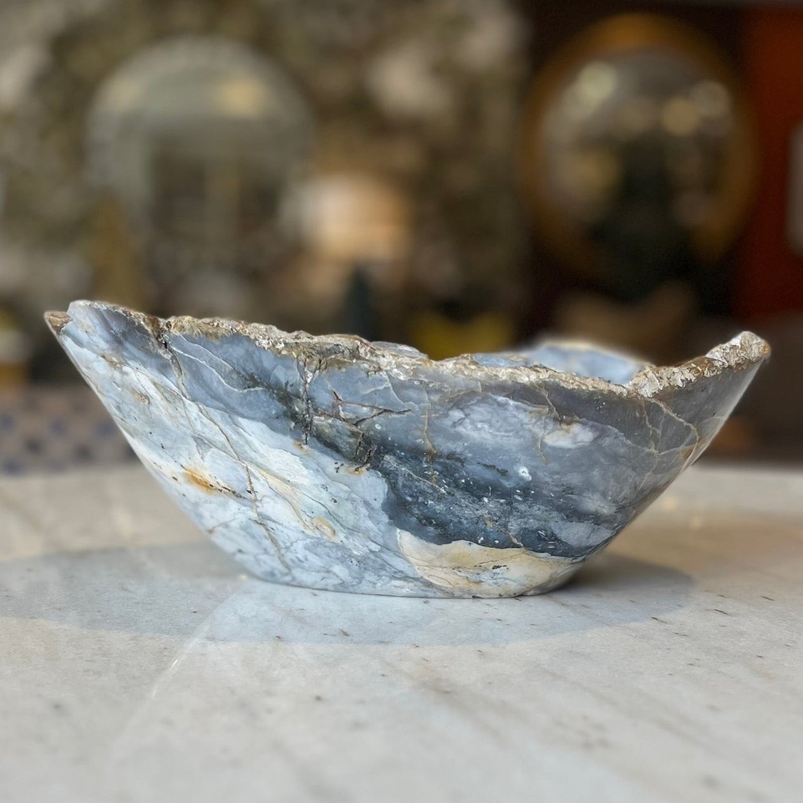 Polished Blue Jasper Oval Bowl - BARNBURY