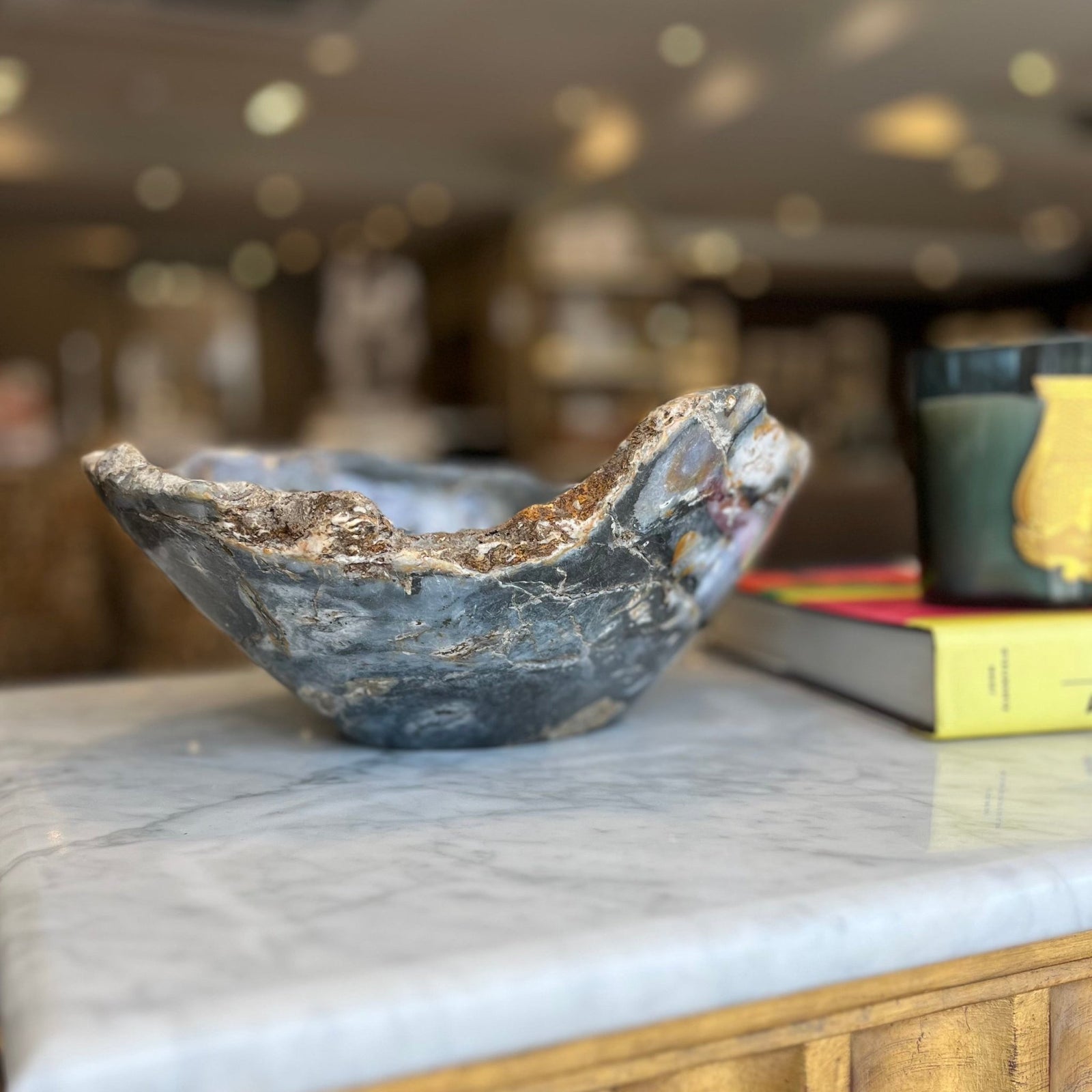 Polished Darker Blue Jasper Oval Bowl - BARNBURY