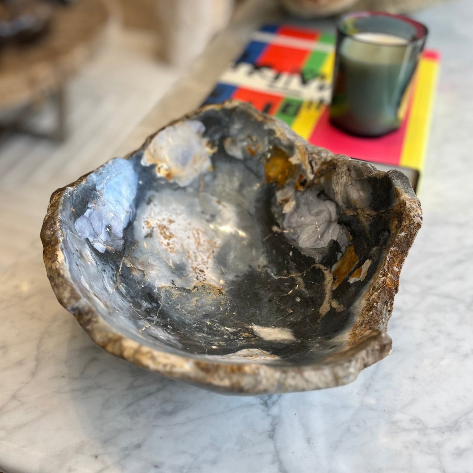 Polished Darker Blue Jasper Oval Bowl - BARNBURY