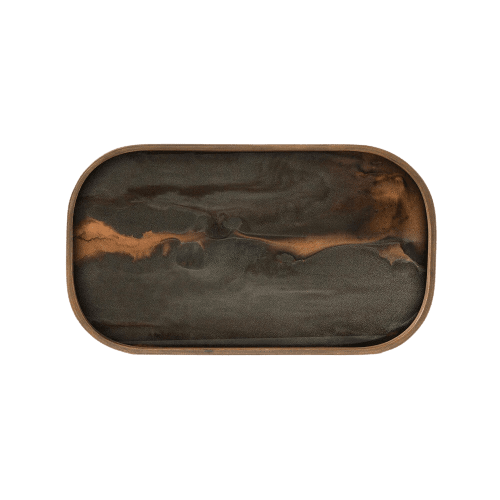 Rectangle Bronze Organic Tray Decorative Trays Ethnicraft