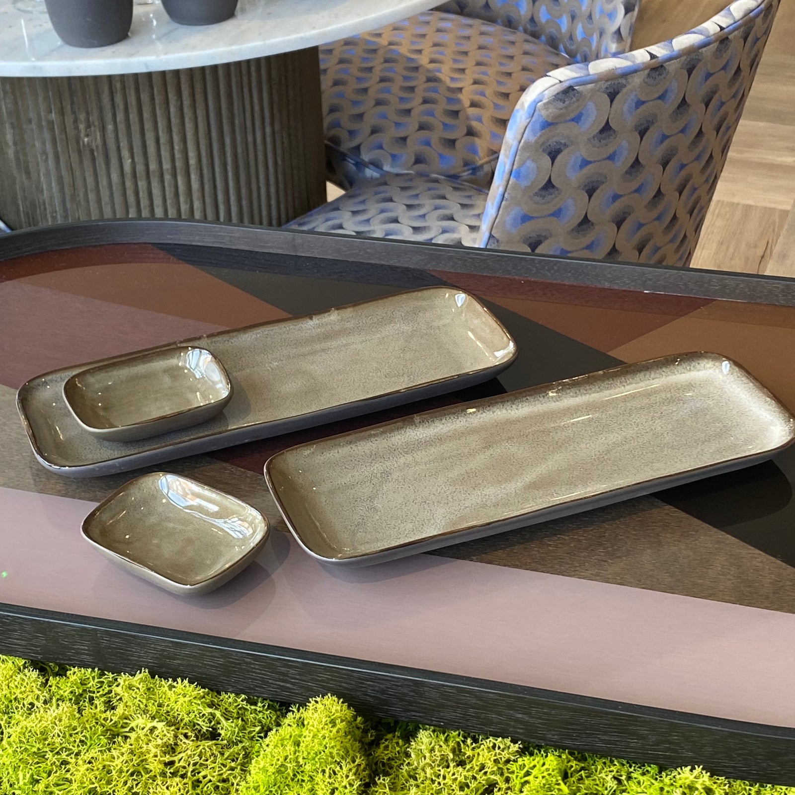 Set of 2 Ginza Sushi Plates with Dip Bowl Serving Platters Barnbury