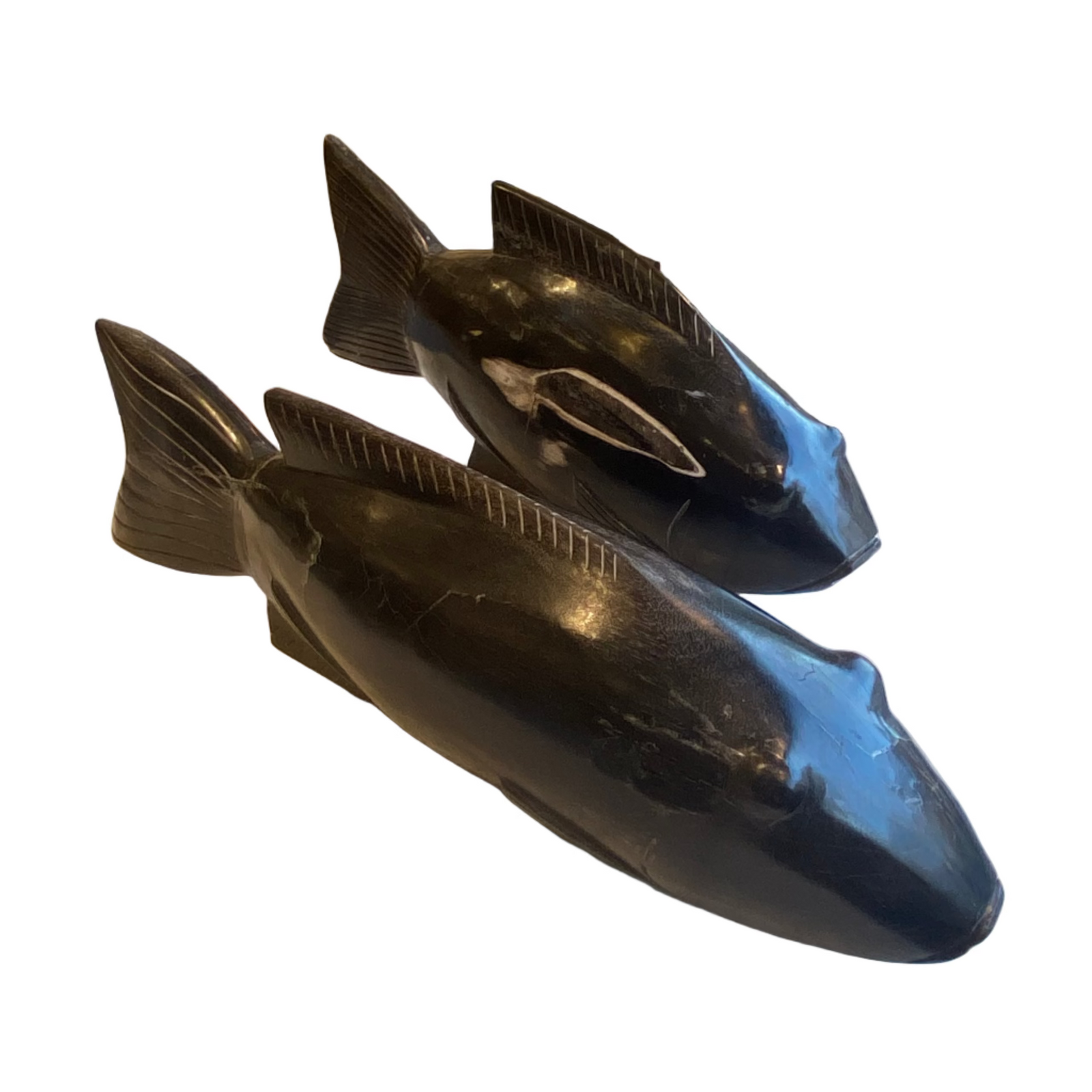 Set of 2 Large Petrified Wood Fish Home Decor BARNBURY