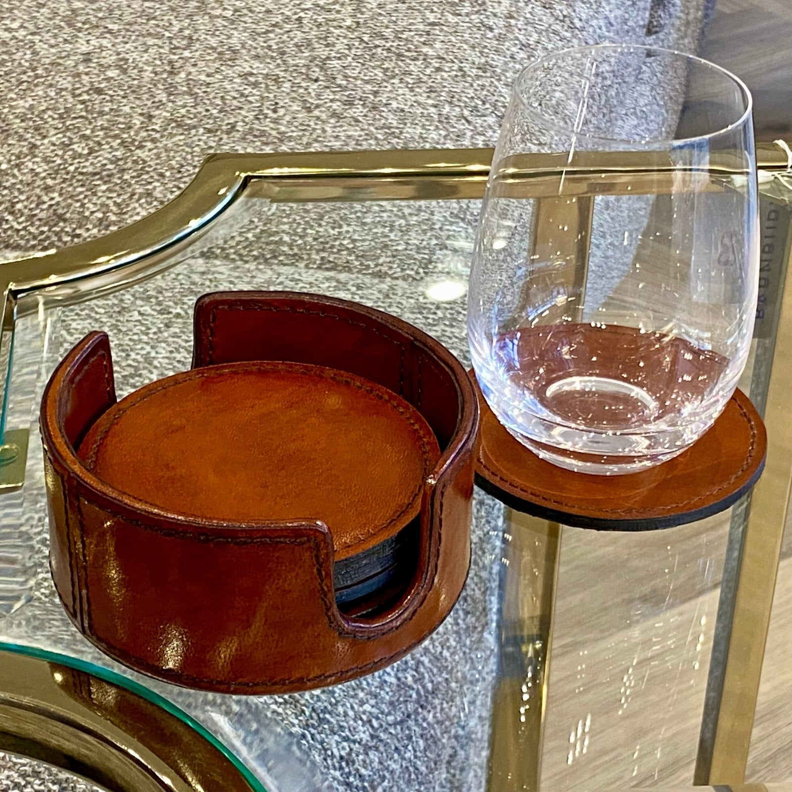 Set of 6 Marlborough Leather Coasters - BARNBURY