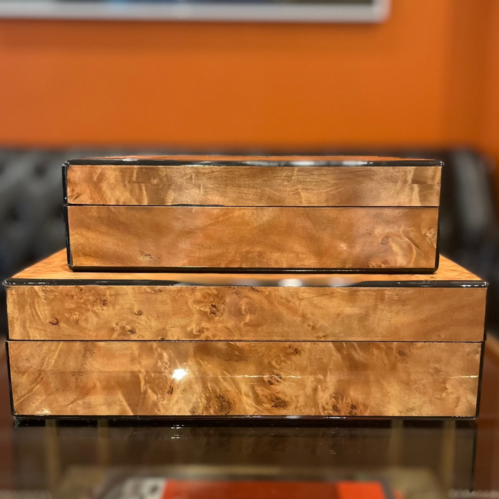 Small Faux Burl Square Box Boxes and Games Barnbury