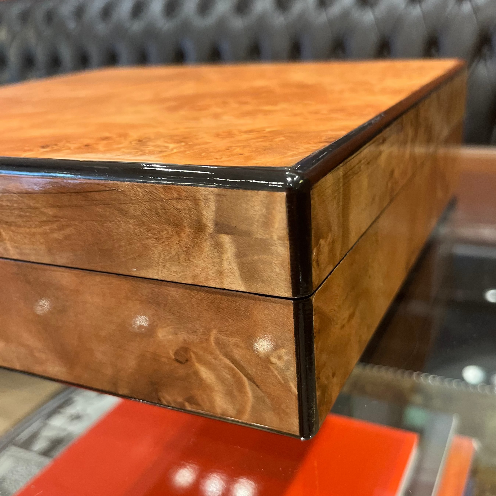 Small Faux Burl Square Box Boxes and Games Barnbury