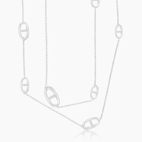 Sterling Silver Links and T - Bar Necklace - BARNBURY