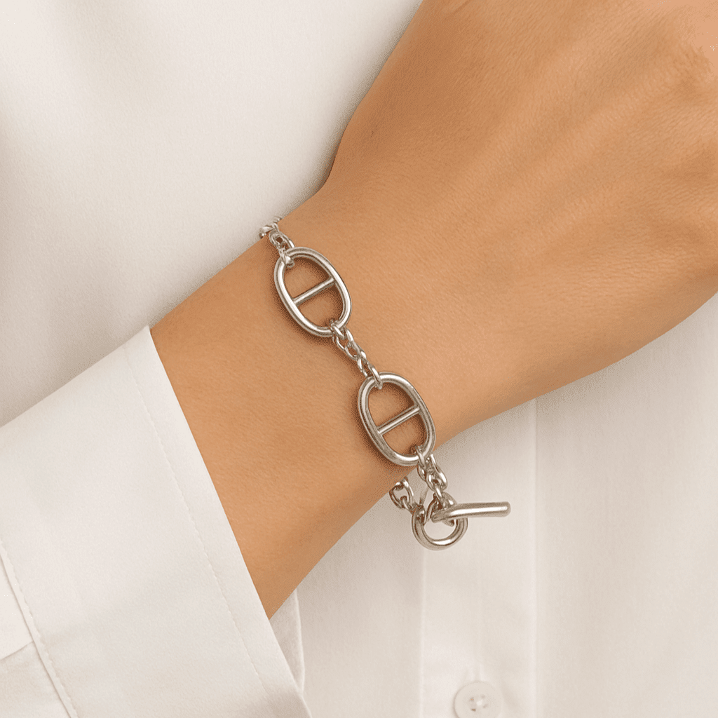 Sterling Silver T - bar Link Bracelet - BARNBURY