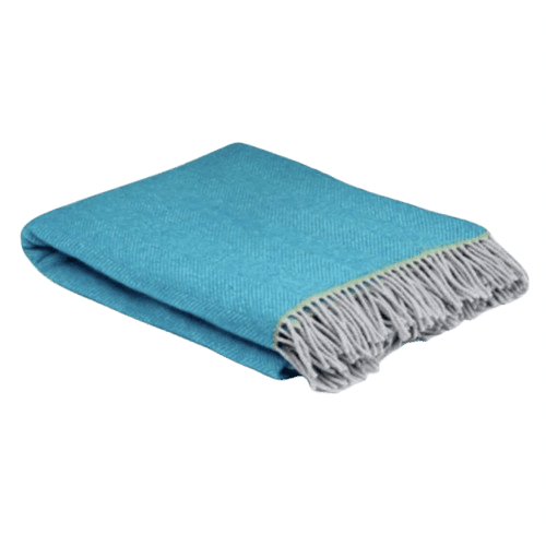 Turquoise Balmoral Herringbone Wool Throw - BARNBURY