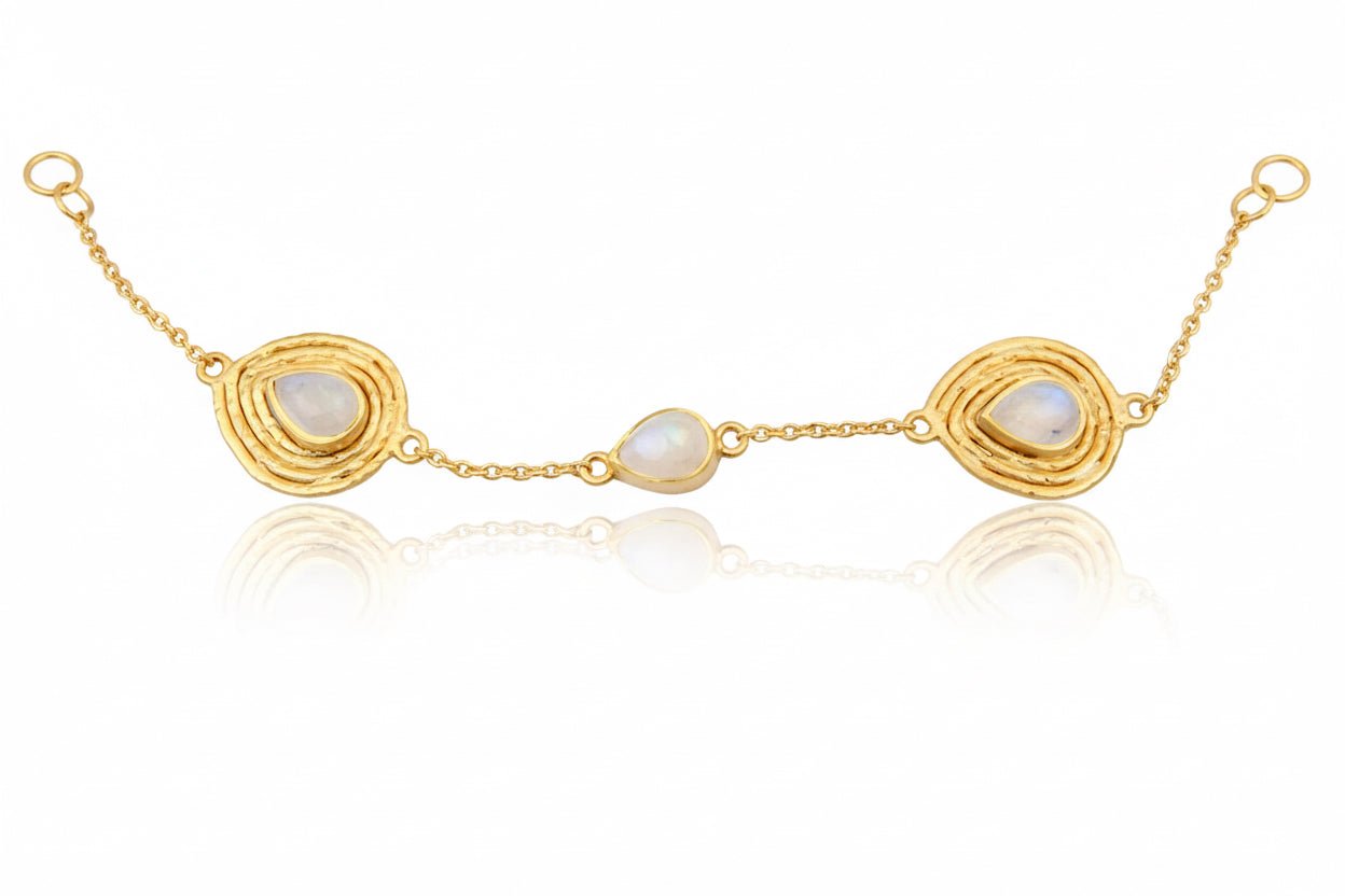 Vermeil Plated Pear Cut Rainbow Moonstone Bracelet - BARNBURY