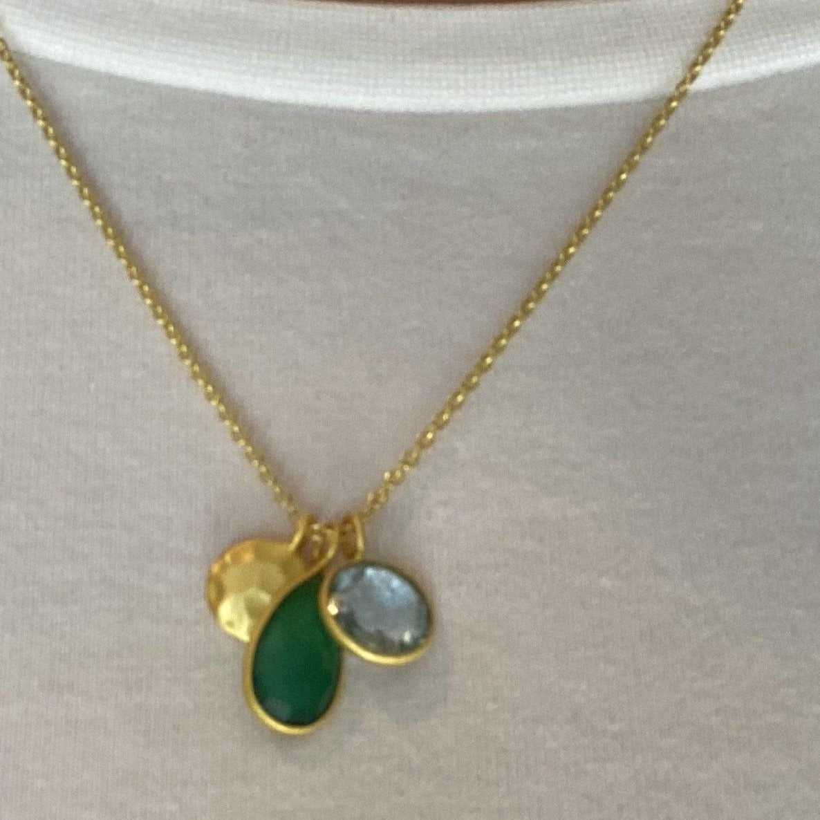 18ct Gold Plated blue topaz and onyx necklace Necklace Barnbury