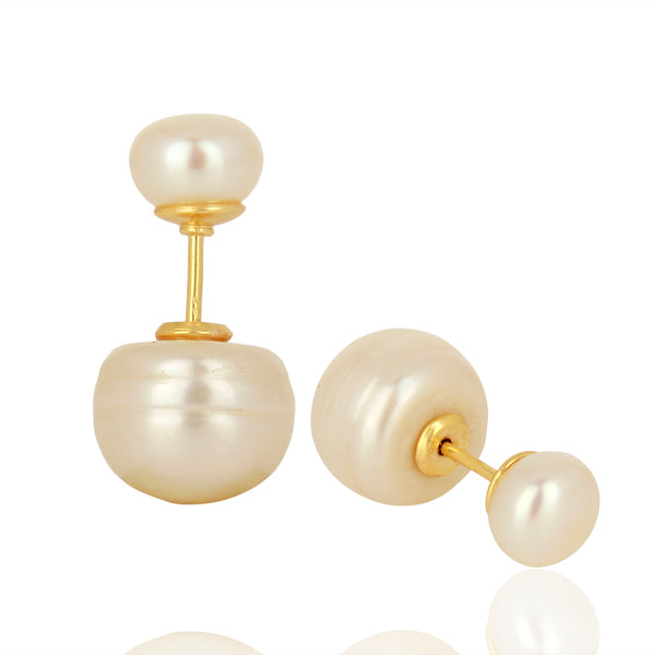 18ct Gold Plated Double Pearl Stud Earrings Earrings Barnbury