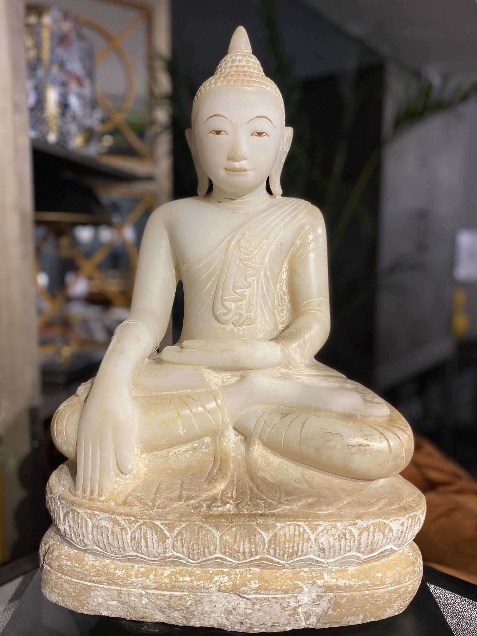 18th Century Shan Style Burmese Alabaster Buddha Vintage & Antique Barnbury
