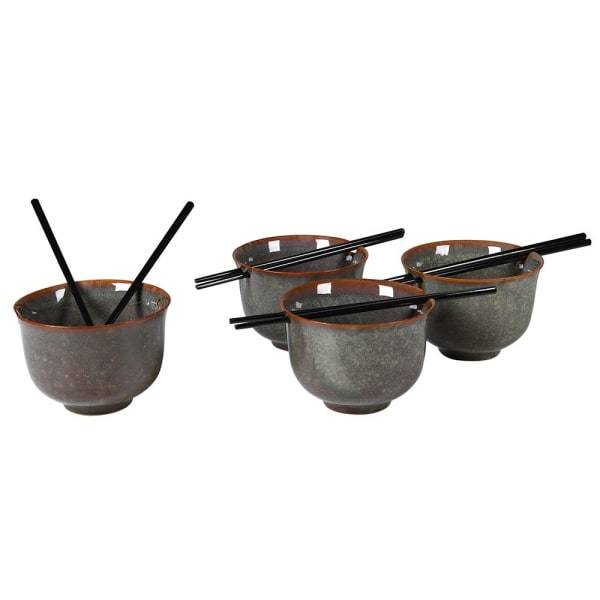 Set of 4 Sapporo Noodle Bowls with Chopsticks - Barnbury