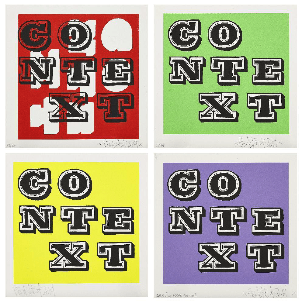 Ben Eine - Context (Red, Purple, Green, Yellow). Screenprint Barnbury
